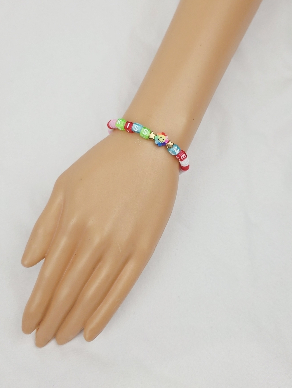 Handmade Clay Bead Kiss Me Flower  Bracelet